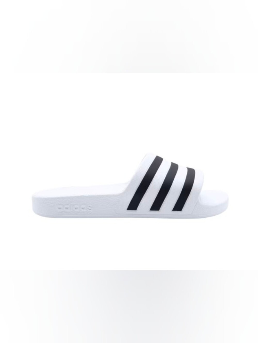 Adidas Kids' White Slide Sandals with Black Stripes